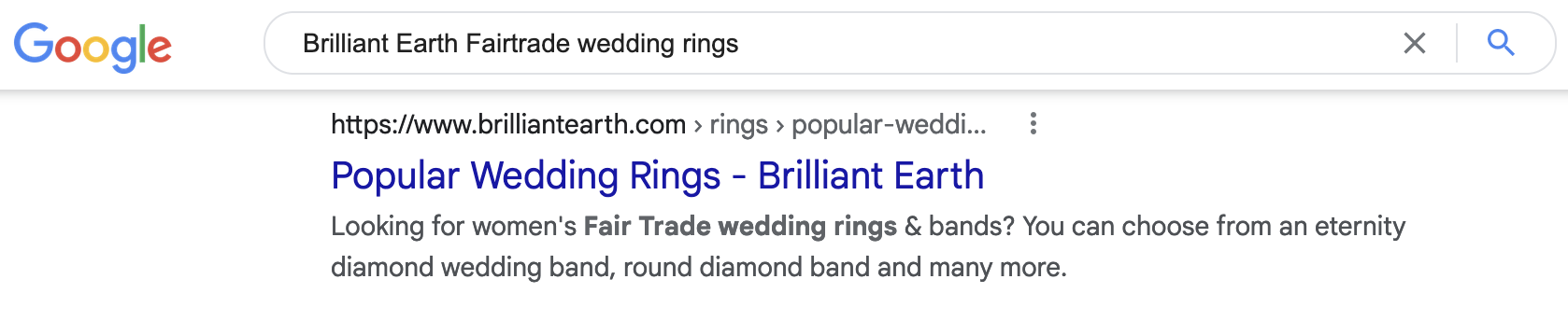 Brilliant Earth advertising fair trade wedding ringsn in 2021: a specious claim.